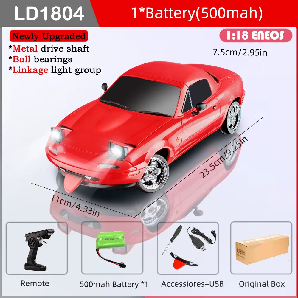 AutoModel RC Miata Drift Car 1/18 2.4G 2WD LED Lights Gyroscope Model