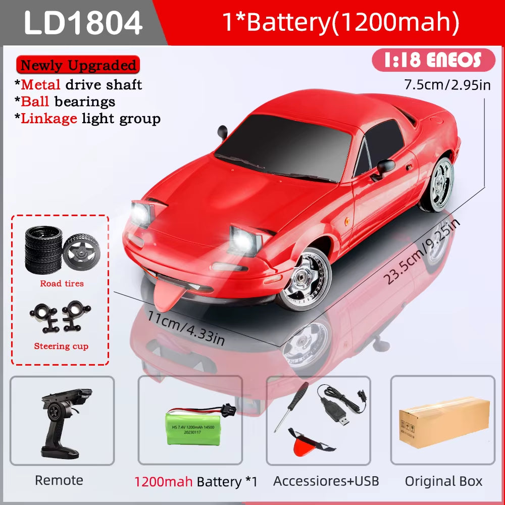 AutoModel RC Miata Drift Car 1/18 2.4G 2WD LED Lights Gyroscope Model