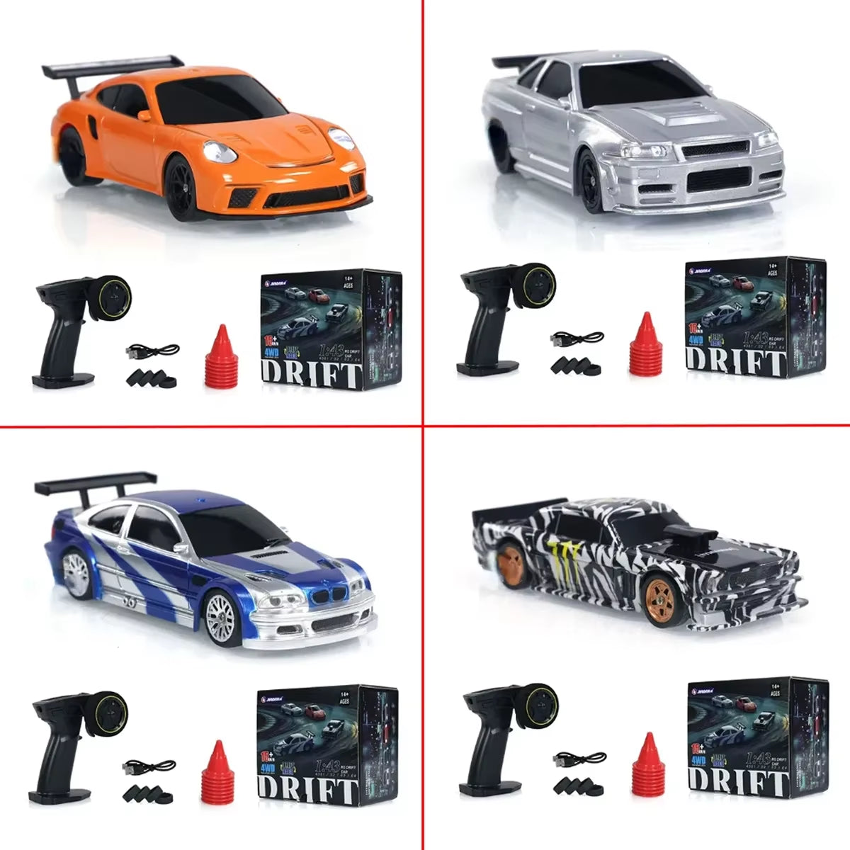 AutoModel 2.4G 1/43 RC Drift Car 4WD High-Speed Mini Racing Model